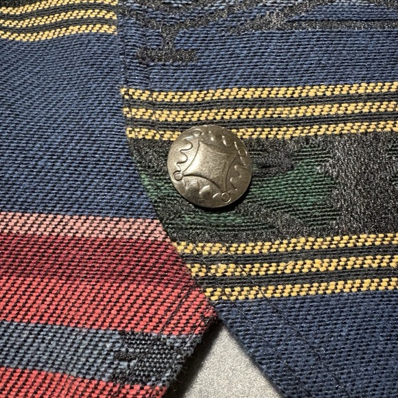 Vintage Tapestry Vest L Crop Cut Buckle Cinch Southwestern Artsy Aztec Native - Picture 7 of 11
